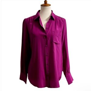 J. Crew Silk Magenta Button Front Blouse 8